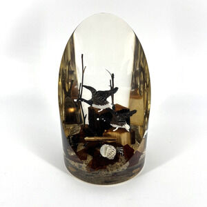 Goldfeder Ardsley, N.Y. Vintage Resin Paperweight Geese Wood Twigs Dried Leaves